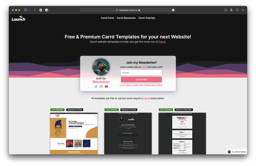 Carrd Templates