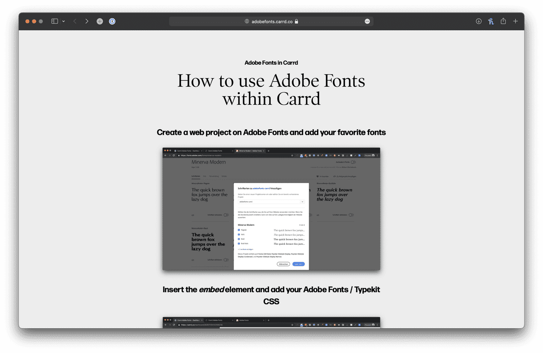 Add Adobe Fonts to Carrd